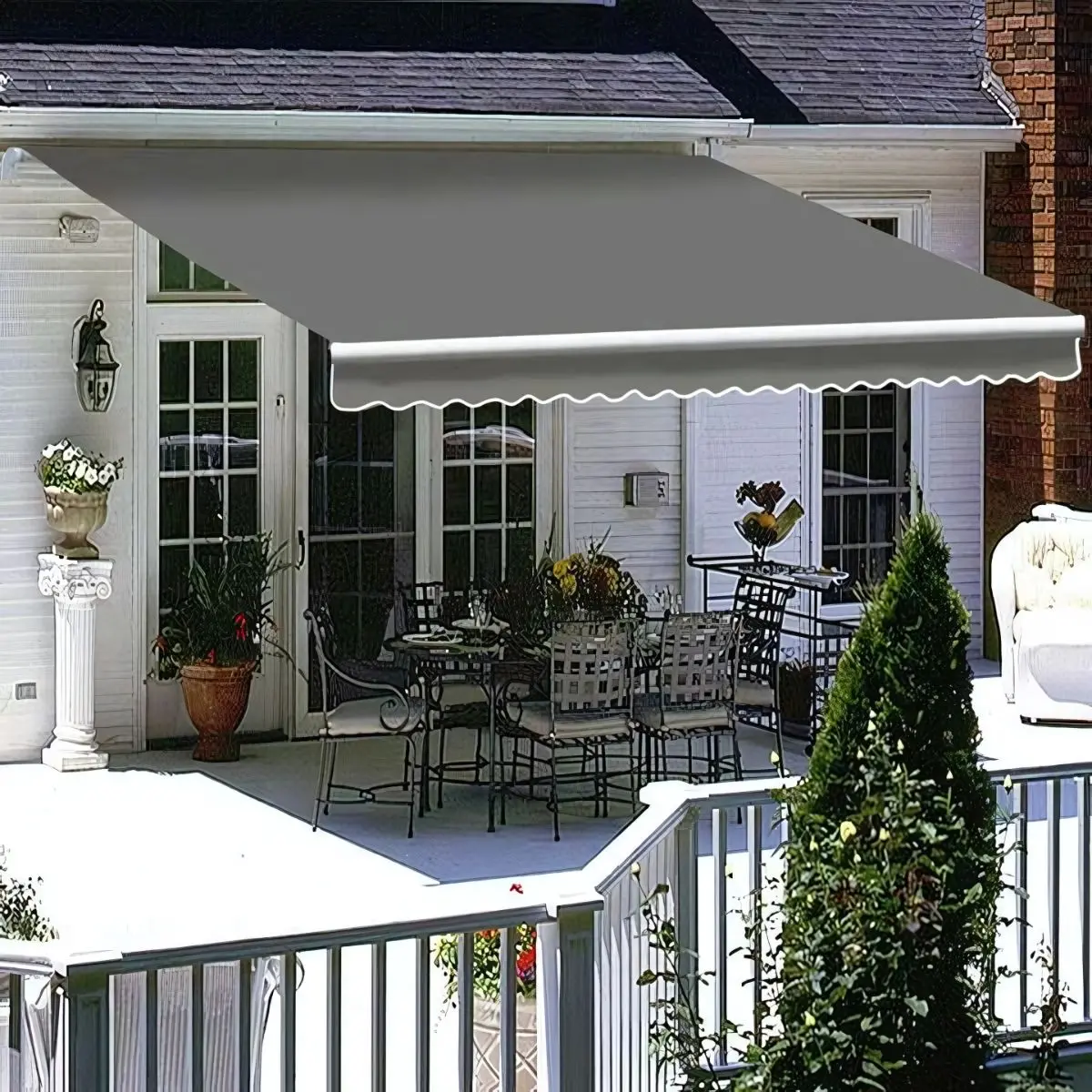 Toldo Retráctil Manual 3 X 2M. Tolda Gazebo Color Gris. Carpa Impermeable Con Protección Uv Y Brazo De Aluminio Reforzado. 1