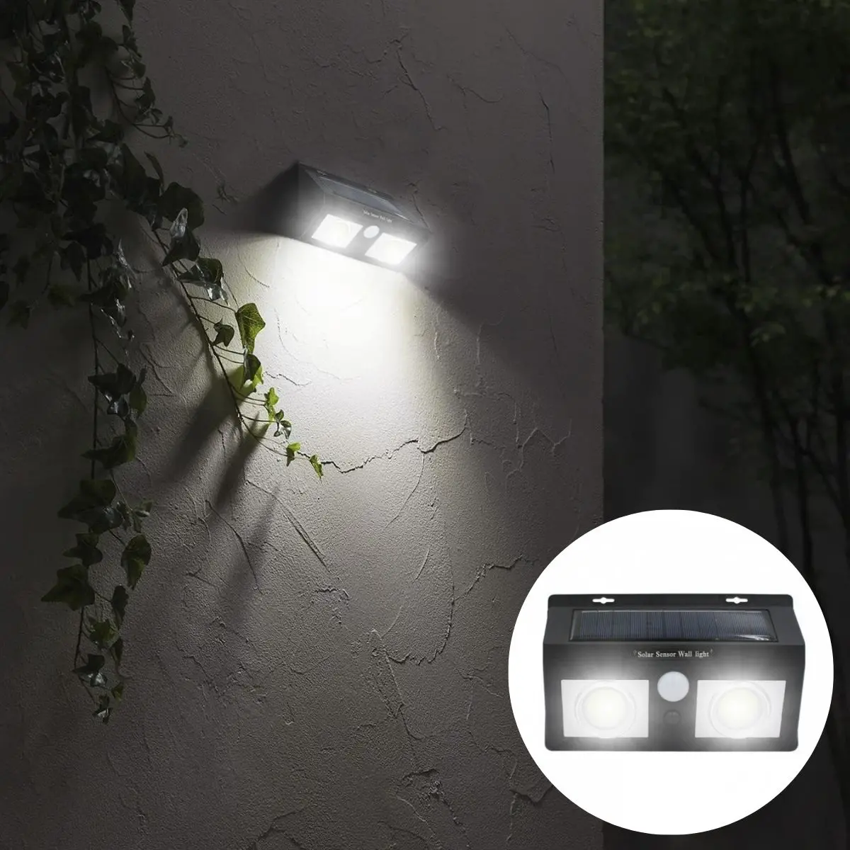 Lampara Solar Led Para Exterior Con Sensor De Movimiento. Foco De Pared Con Panel Solar. Luz Blanca Para Jardines O Patios. 1