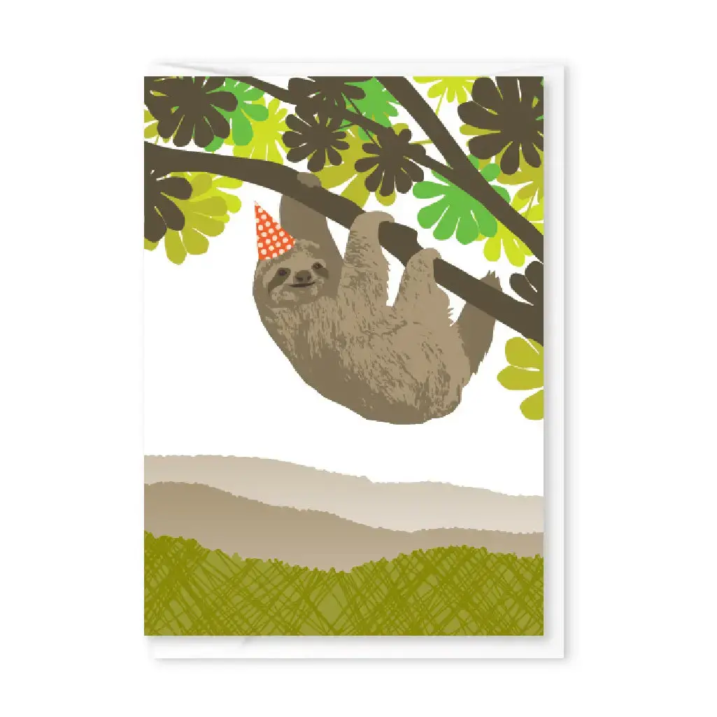 Sloth Party Hat Enclosure Card 1