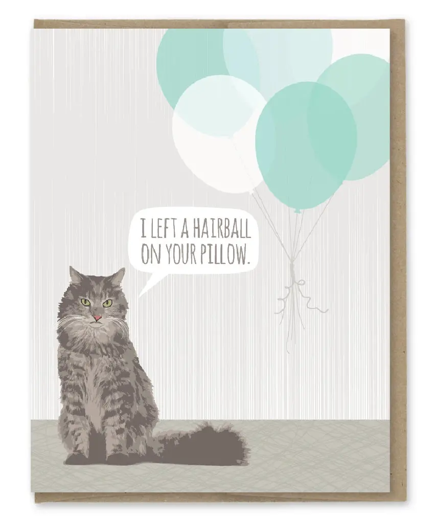 Cat Hairball Birthday Card 1
