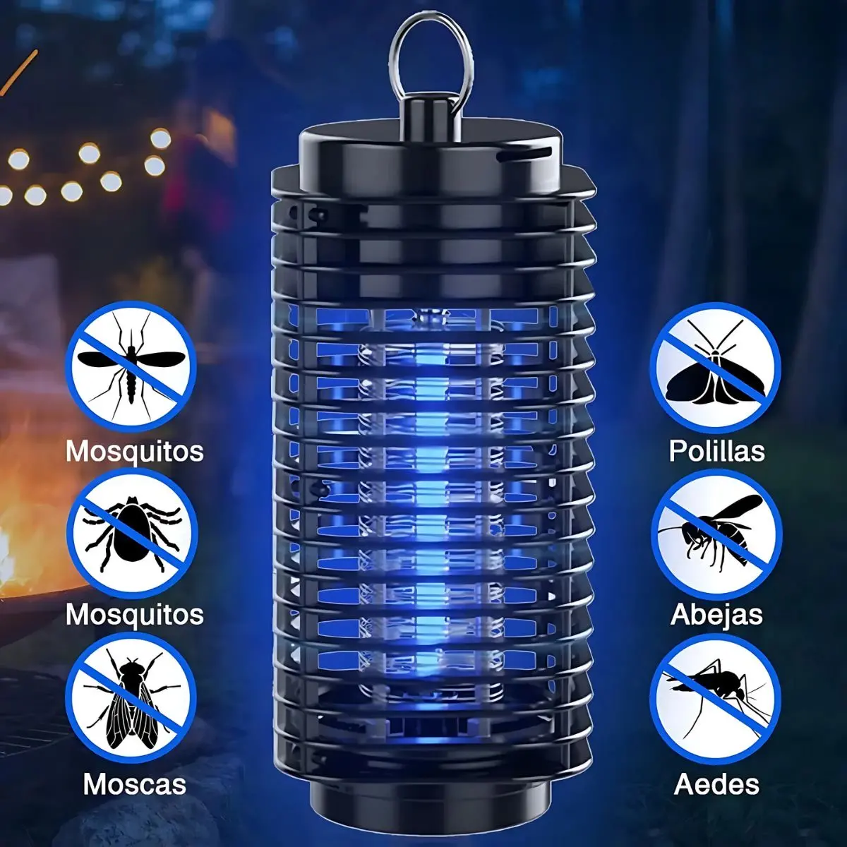 Lámpara Mata Insectos. Trampa Para Mosquitos Eléctrica 110V. Luz Uv 360° Para Interiores Y Exteriores. 2
