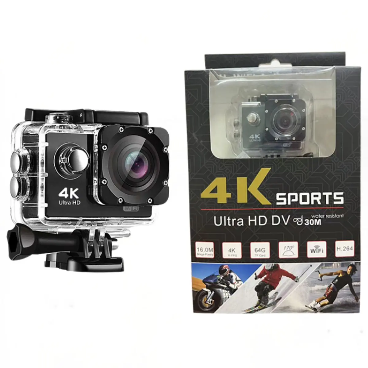 Cámara Deportiva 4K Ultra Hd Sumergible 30M Con Wifi. Minicámara Tipo Gopro Con Accesorio Para Casco. Videocámara. 1