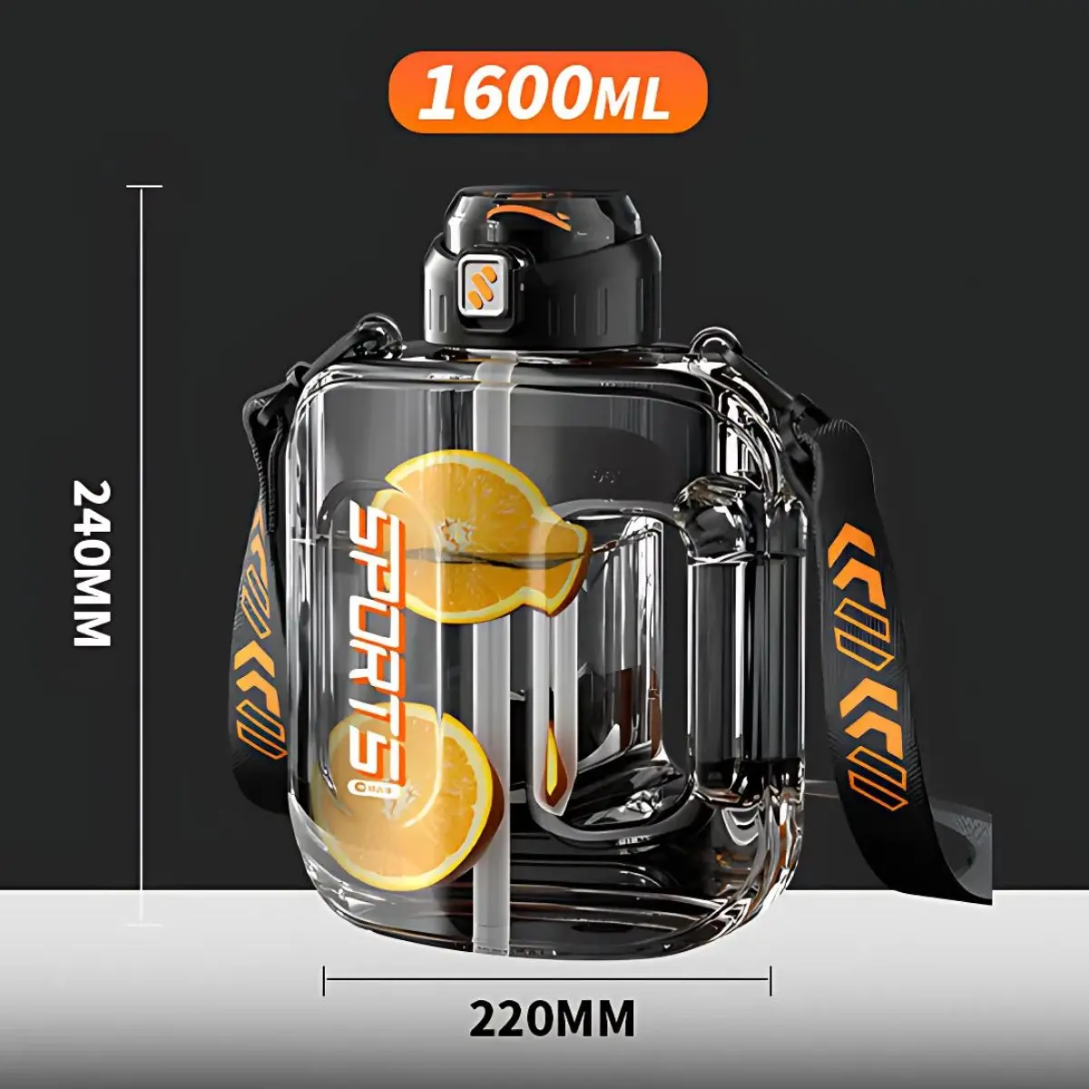 Botella De Agua Plástica 1600Ml. Termo Con Carrizo. Tapa A Prueba De Fugas. Bpa Free. 2