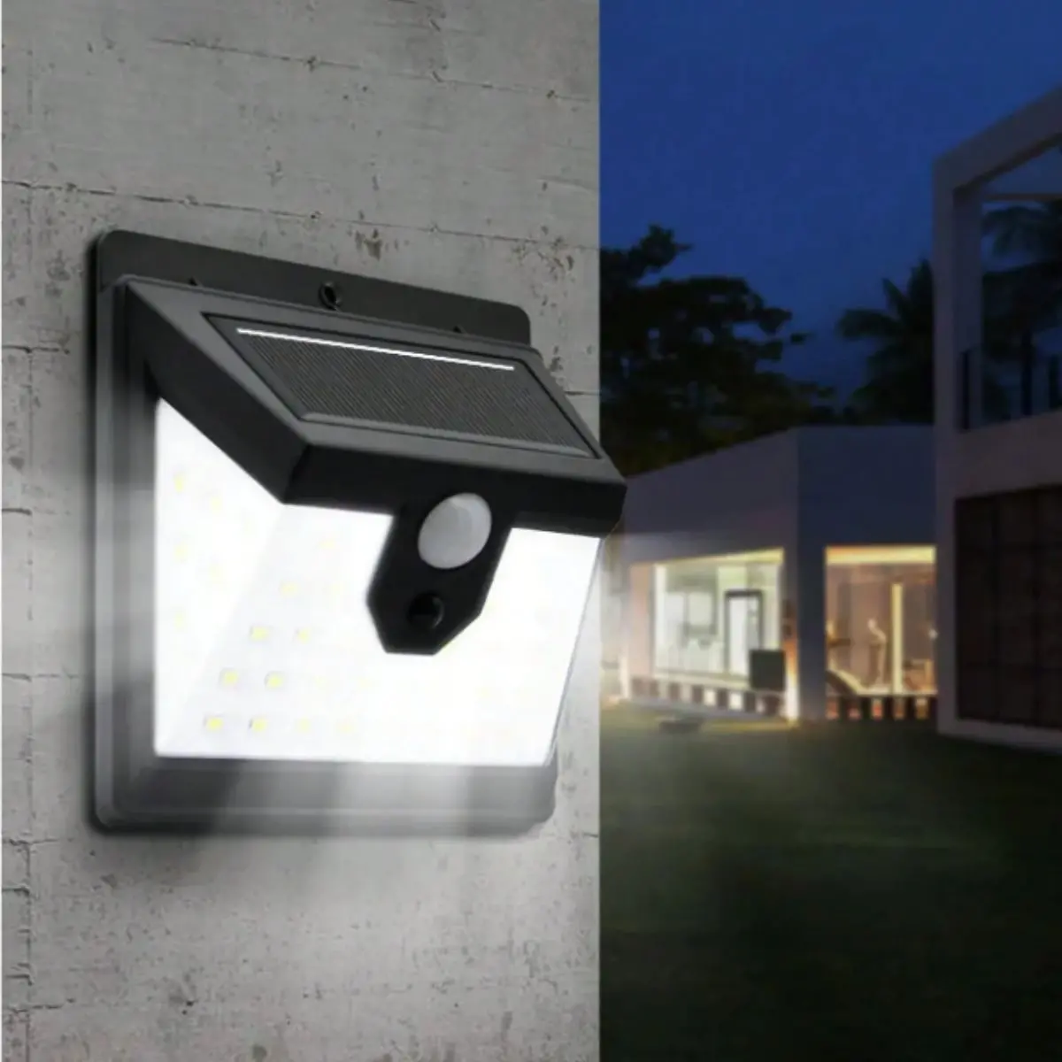 Lámpara Solar Led Exterior Con Sensor De Movimiento. Luz Foco Solar Para Jardín Con 3 Modos De Luz. Cobertura De Hasta 35M². 1