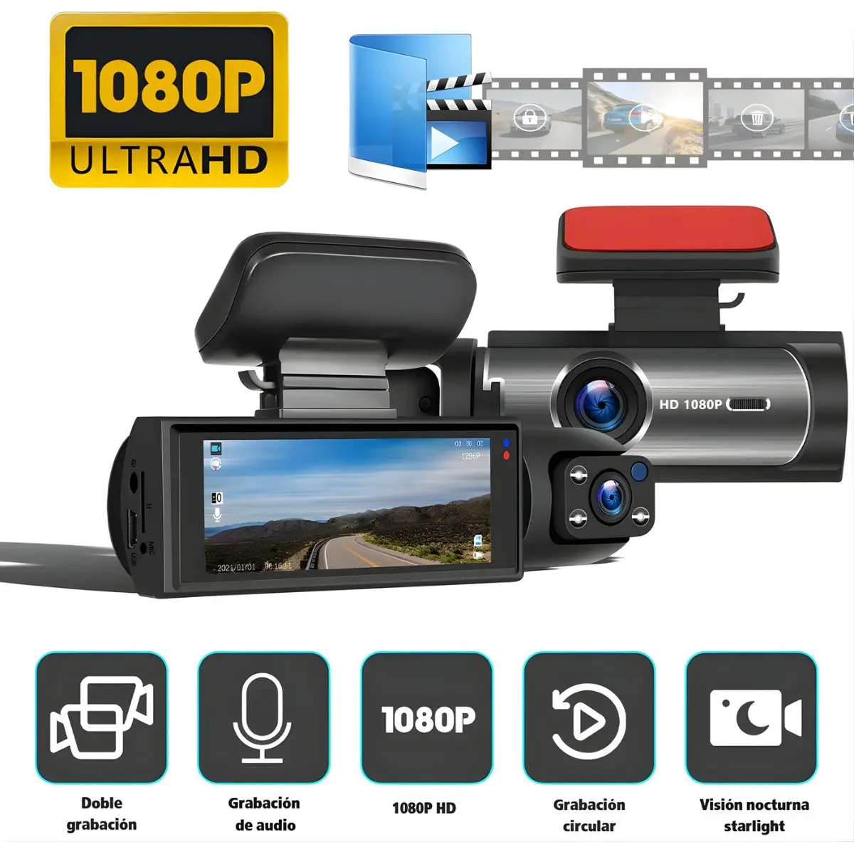 Dash Cam Cámara Doble Para Autos 1080P Con Wifi. Grabación Frontal Y Trasera. Dashcam Con Visión Nocturna Hd Para Carros. Wifi + 32G 1