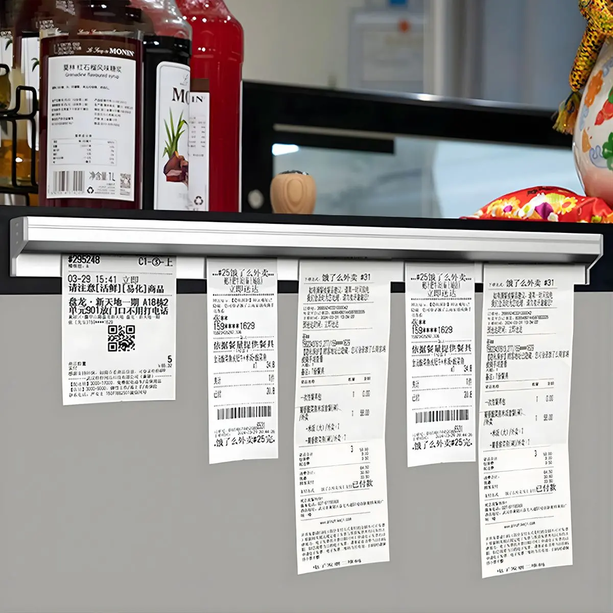 Barra Portacomandas Metálica De 60 Cm Para Cocina. Soporte Para Tickets Y Órdenes De Restaurante. Riel Organizador 2
