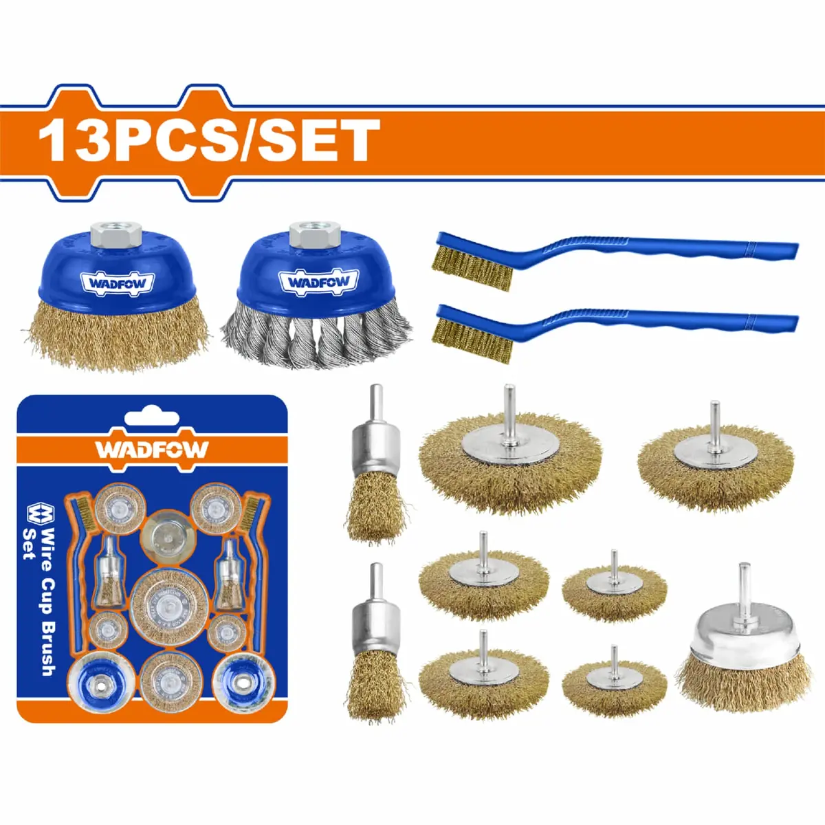 Cepillos De Alambre Con Copas Twist Y Curvas, Cepillos Circulares Y Manuales, Vástago 1/4'' Set 13 Pzas. 1