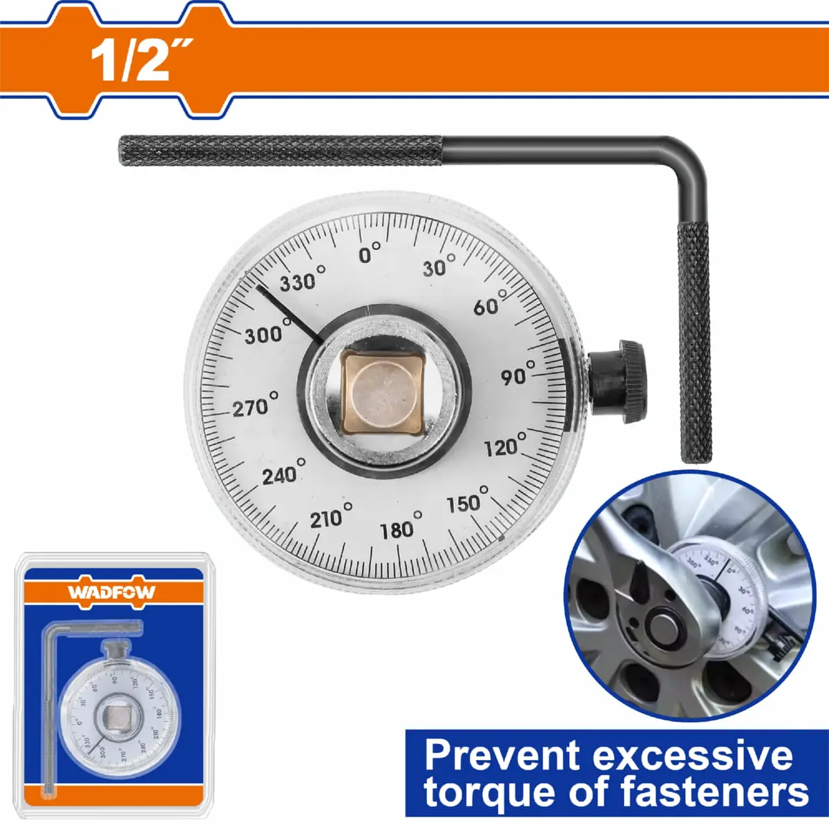 Medidor De Angulo De Torsión 1/2” Dado 40Cr Llave L 45# Escala 360° En 2° Niquelado 1