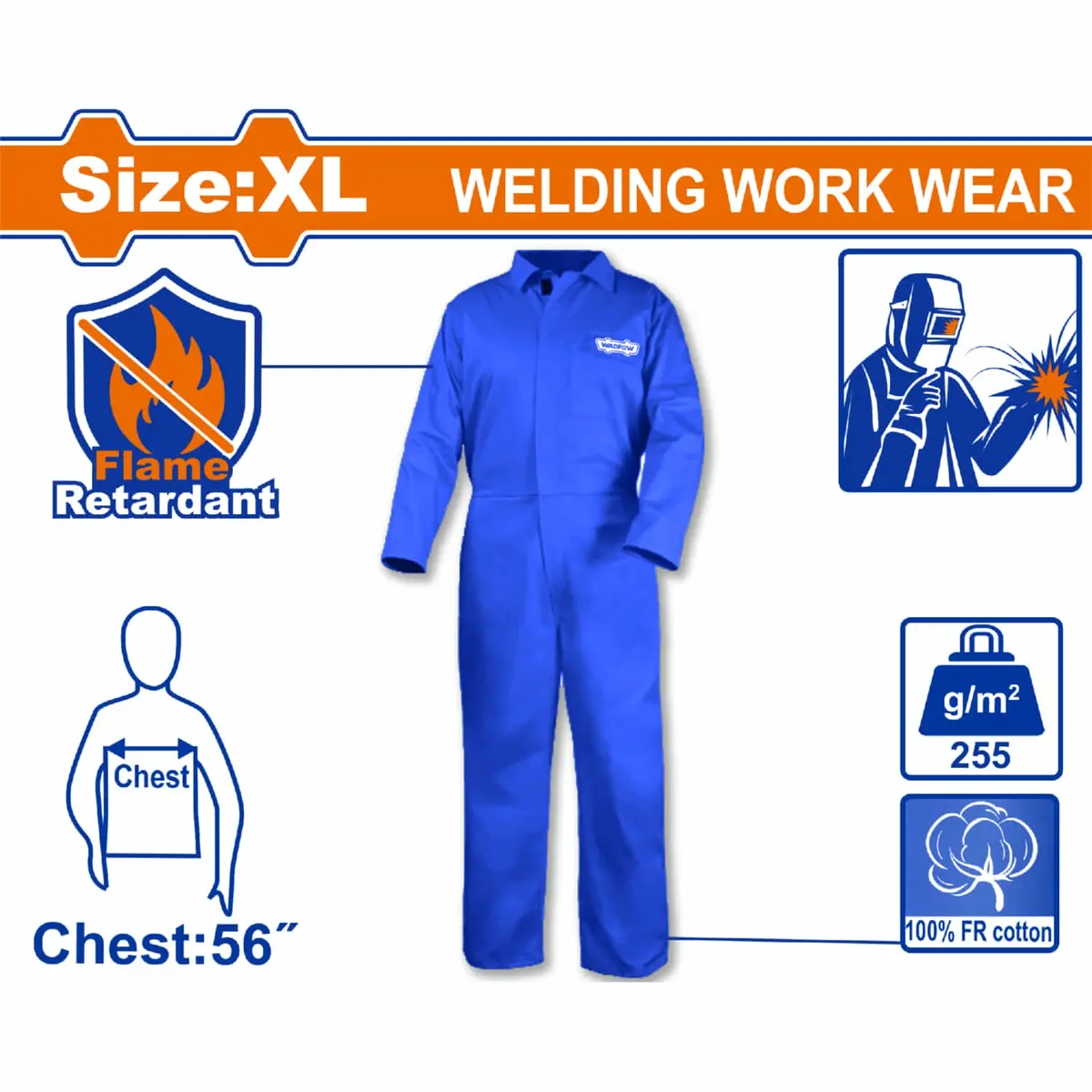 Overol Manga Larga Ignífugo Talla Xl Algodón Grueso 9Oz Resistente Al Fuego Para Soldadura Y Chispas. Enterizo De Soldador. 1