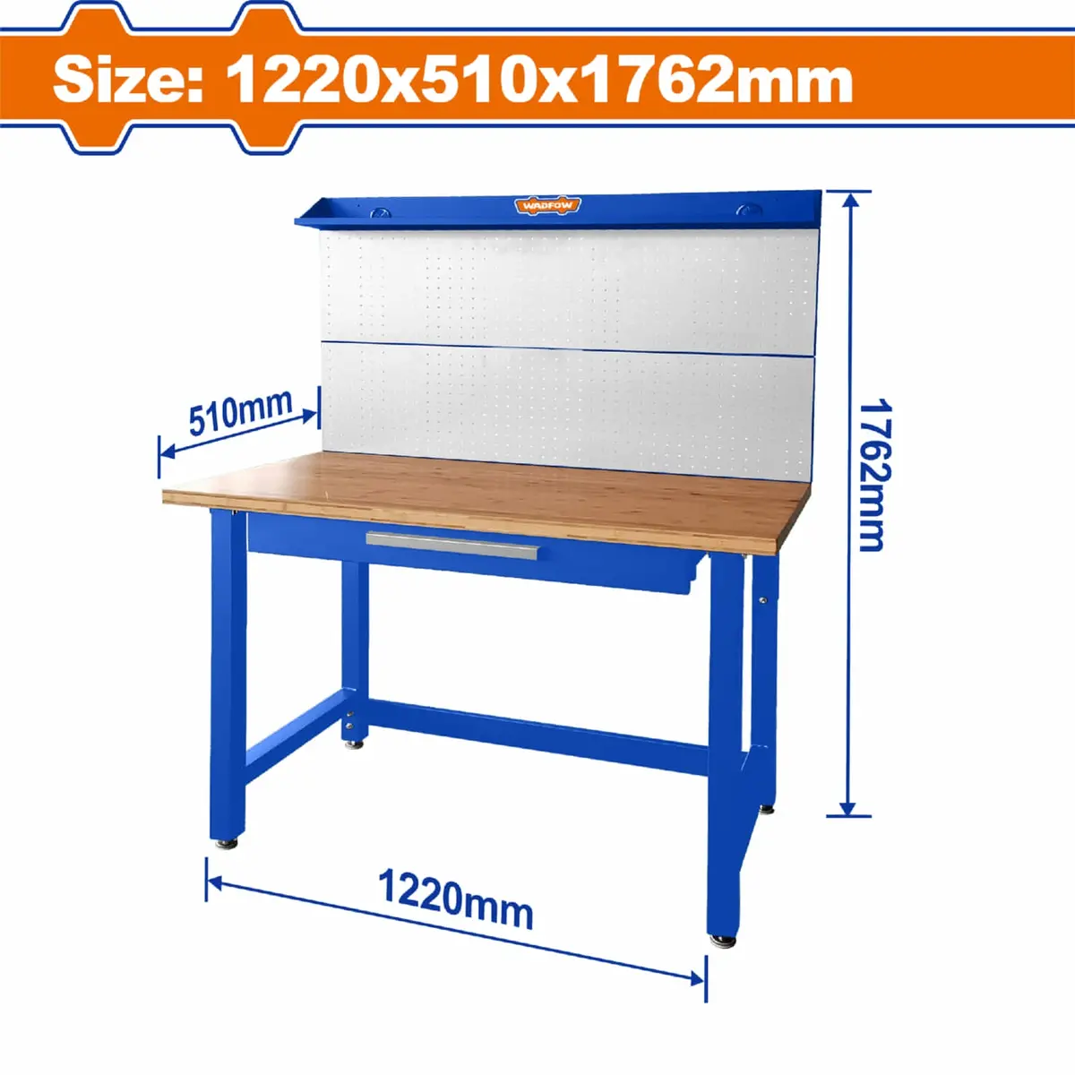 Mesa De Trabajo Banco De Trabajo Cajon Y Encimera Con Separadores. Marco De Acero Madera 1220 X 510 X 1762Mm. Meson Banco De Herramientas. 1