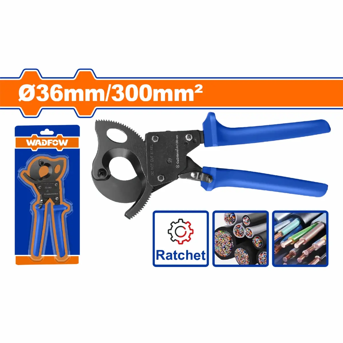 Cortador De Cable Ratchet Φ36 Mm/300 Mm² Cr-Mo Long. 260Mm Forjado. Corta Alambre. 1
