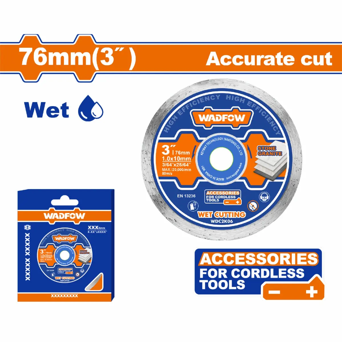 Disco De Diamante 76 (3") Compatible Con Wlap571 Corte Preciso. Húmedo. 1