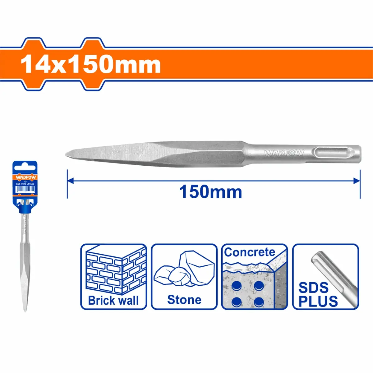 Cincel Sds Plus Punta Afilada 14×150 Mm Para Concreto, Ladrillo Y Cemento. 1
