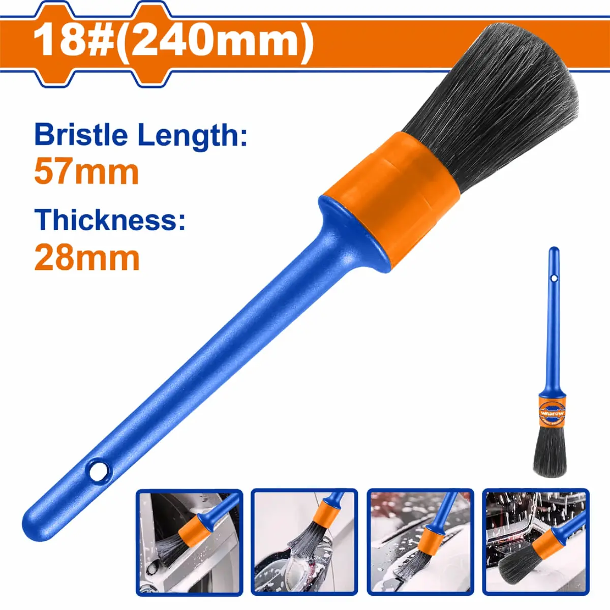 Pincel Para Detailing En Llantas Y Huecos Pequeños #18 Long 225Mm Díametro 28Mm Cerdas 57Mm 1