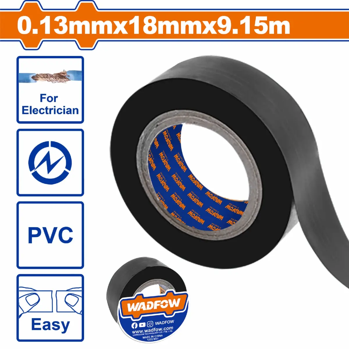 Gutapercha Tape Eléctrico De Pvc Puro 18Mmx9.15M Color Negro. Cinta Aislante. 1