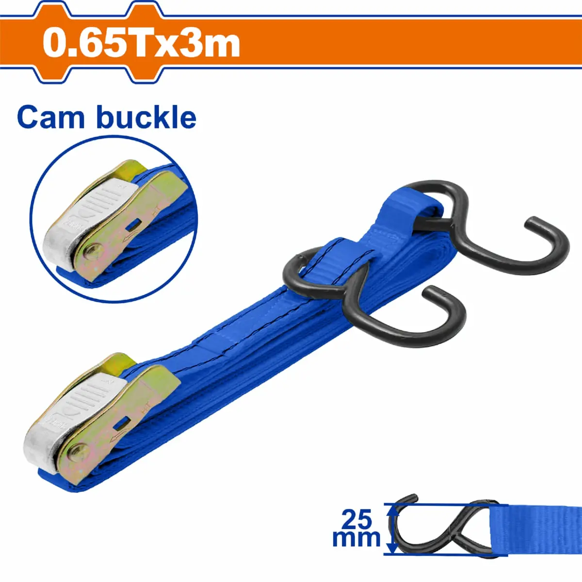Sujetador Tipo Hebilla 3M X 25Mm. 0.65T Incluye Hebilla Y Gancho En S. Ratchet Correa Para Carga. 1