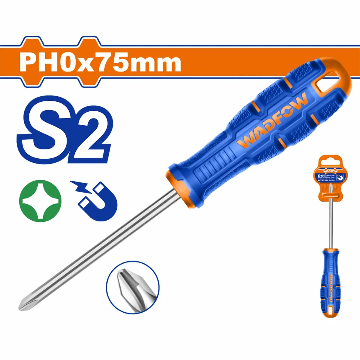 Destornillador Phillips Ph0x75mm Material De La Hoja: S2 Tipo De Punta: Phillips Ph0 Magnético 1