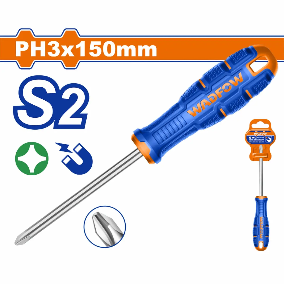 Destornillador Phillips Ph3 Diámetro: 8Mm. Largo:150Mm. Punta Magnetizada. 1