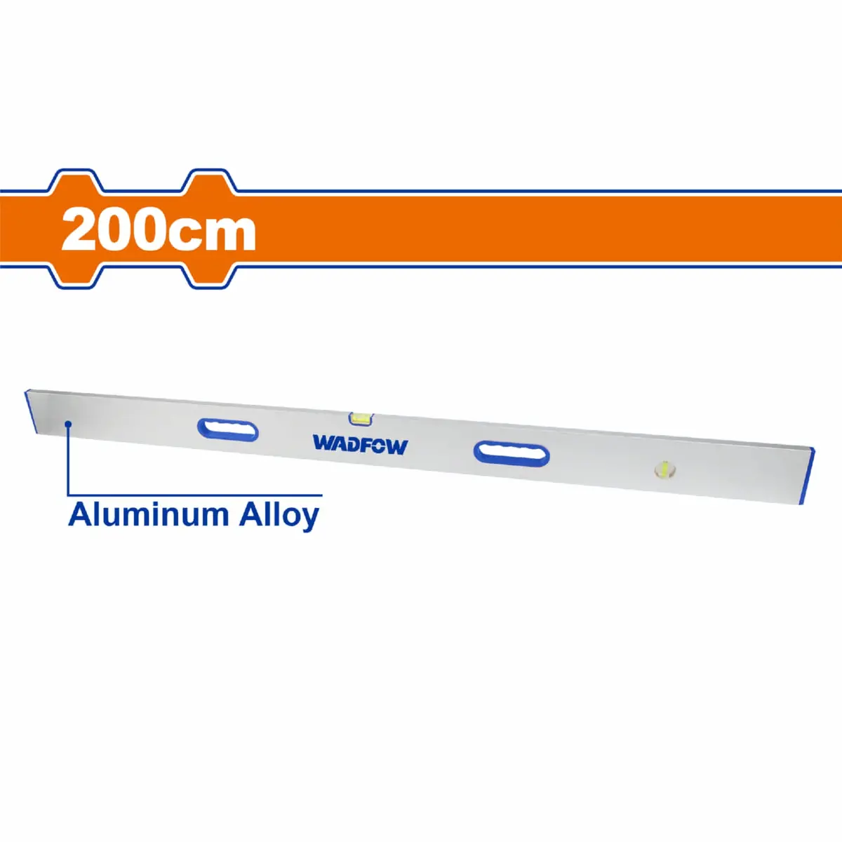 Nivel De Burbuja De Aluminio 200Cm. Espesor: 1.0Mm 3 Niveles: 90° 180° 1