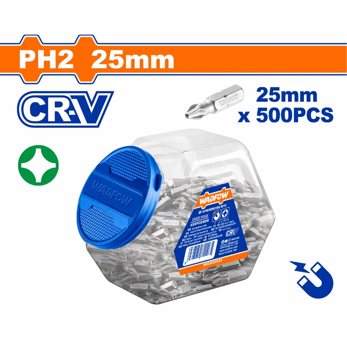 Puntas De Destornillador Ph2 25Mm Superficie Arenada Magneticas Antideslizantes. Cr-V Caja 500 Pzas 1