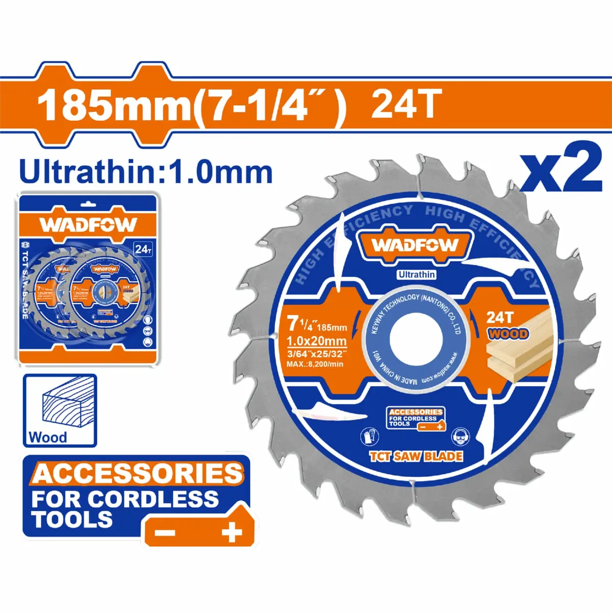Discos Sierra Ultra Fina 7-1/4" (185Mm) 1.0Mm 24T Corte En Madera. Uso En Sierras Circulares. Set 2 Pzas. 1