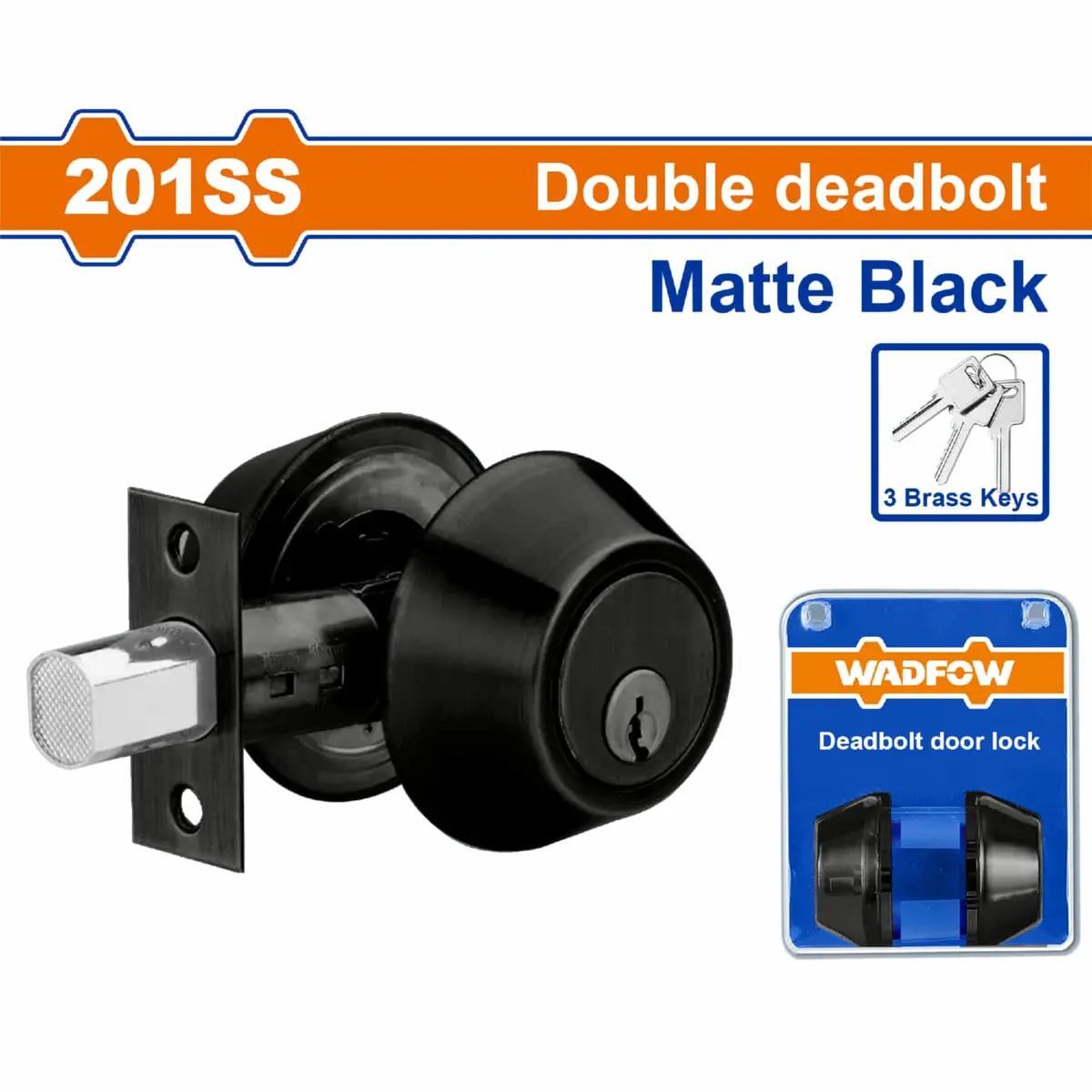 Cerradura De Cerrojo De Cilindro Único 65Mm Acero Inoxidable Negro. 3 Llaves. Con Llave En Ambos Lados. 1