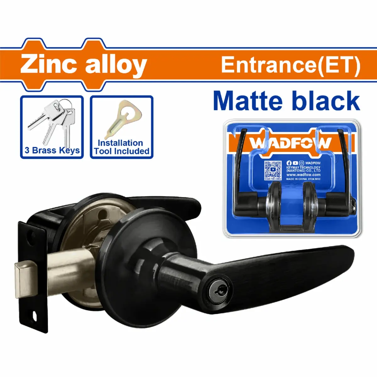 Cerradura Manija Palanca De Puerta Para Entrada (Et) 65Mm Acero Inoxidable Negro. Palanca Tubular. 1