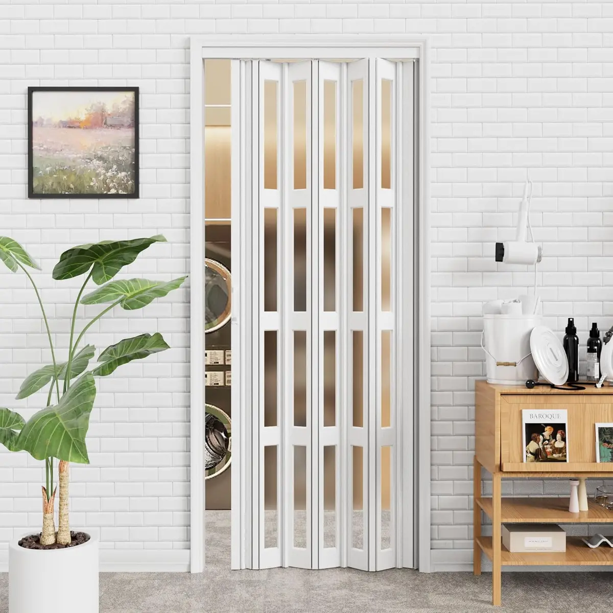 Puerta Plegable Pvc Acordeón 215X100x1.2Cm Blanca | Resistente – Panamá 1