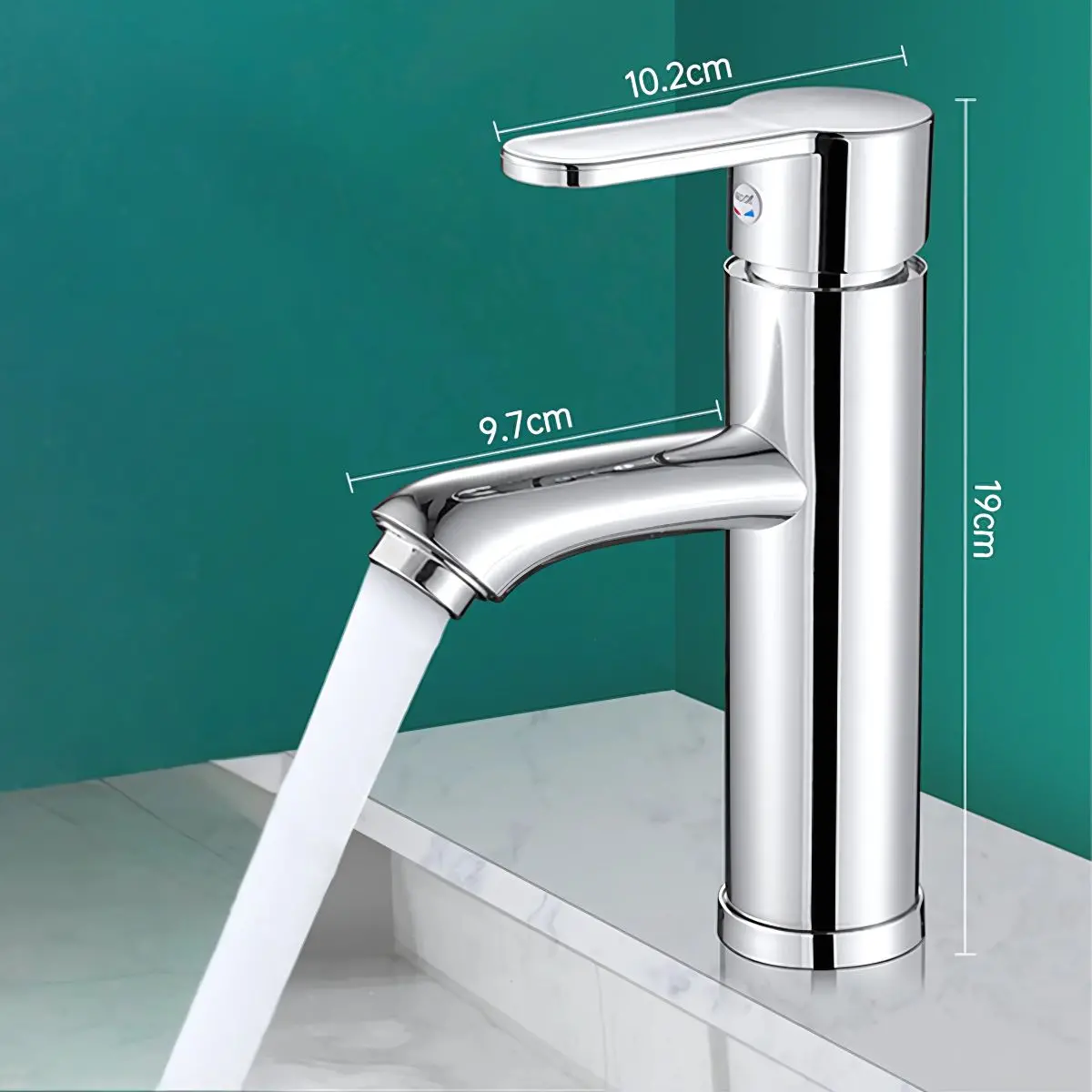 Llave De Lavamanos Individual. Grifo Para Lavamanos. Pluma Agua Fría Y Caliente. Altura De 19Cm. 1