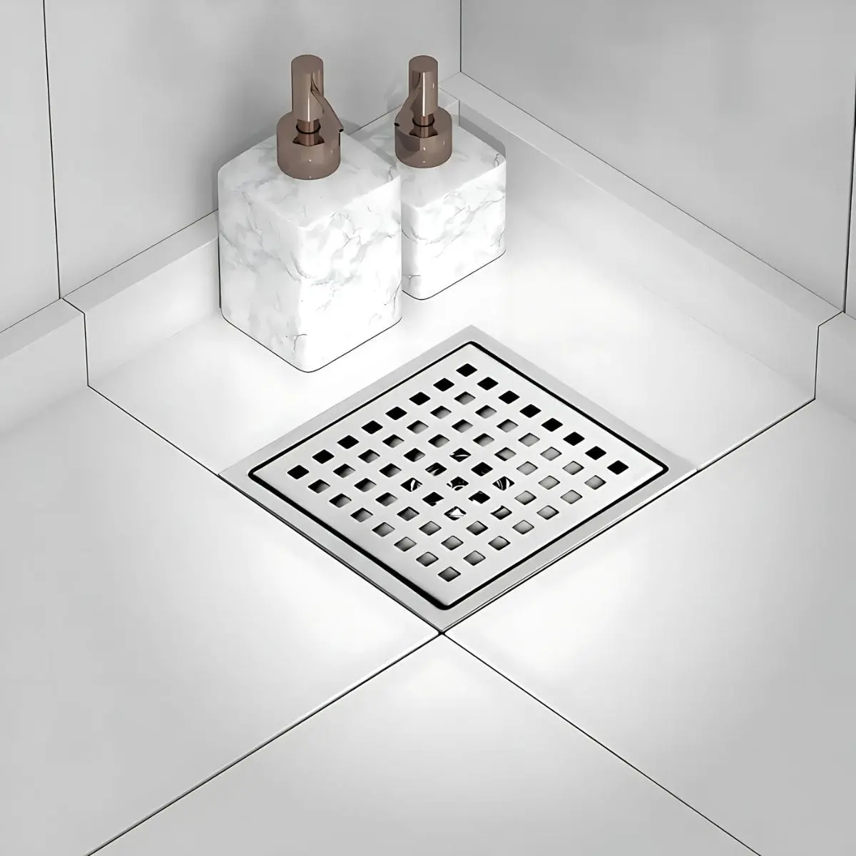Drenaje Cuadrado 4" Para Ducha, Desagüe De Piso De Acero Inoxidable. 10X10 Cm 1