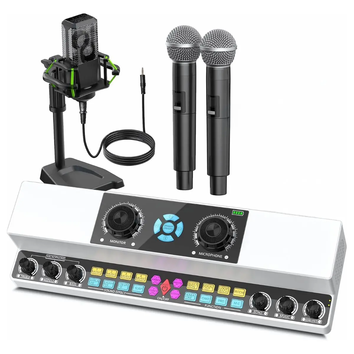Consola De Audio Con Micrófonos Inalámbricos. Mezcladora De Sonido Portátil Con Efectos Y Micrófonos. Karaoke En Casa. 1