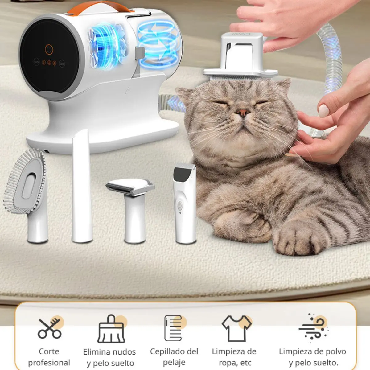 Aspiradora Cortadora De Pelo Para Perros Y Gatos. Cortadora Eléctrica 5 En 1 Para Mascotas – Profesional, Silenciosa Y Multifuncional. 1