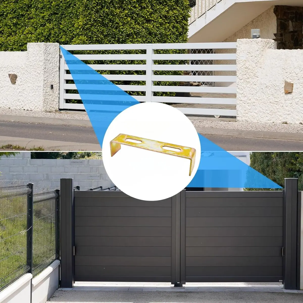 Soporte En U De Montaje De Riel De Guía Para Puerta Corrediza 18Cm Acero Galvanizado Para Portones 1
