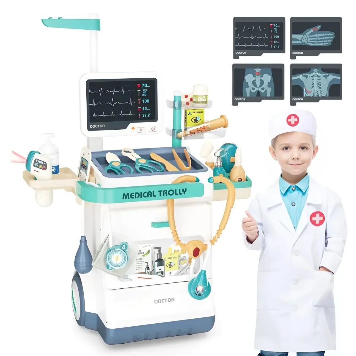 Juguete De Carrito De Médico Infantil Con Sonido Y Luz. Juego De Doctor Completo Con Accesorios. (Set De 26 Piezas) 1