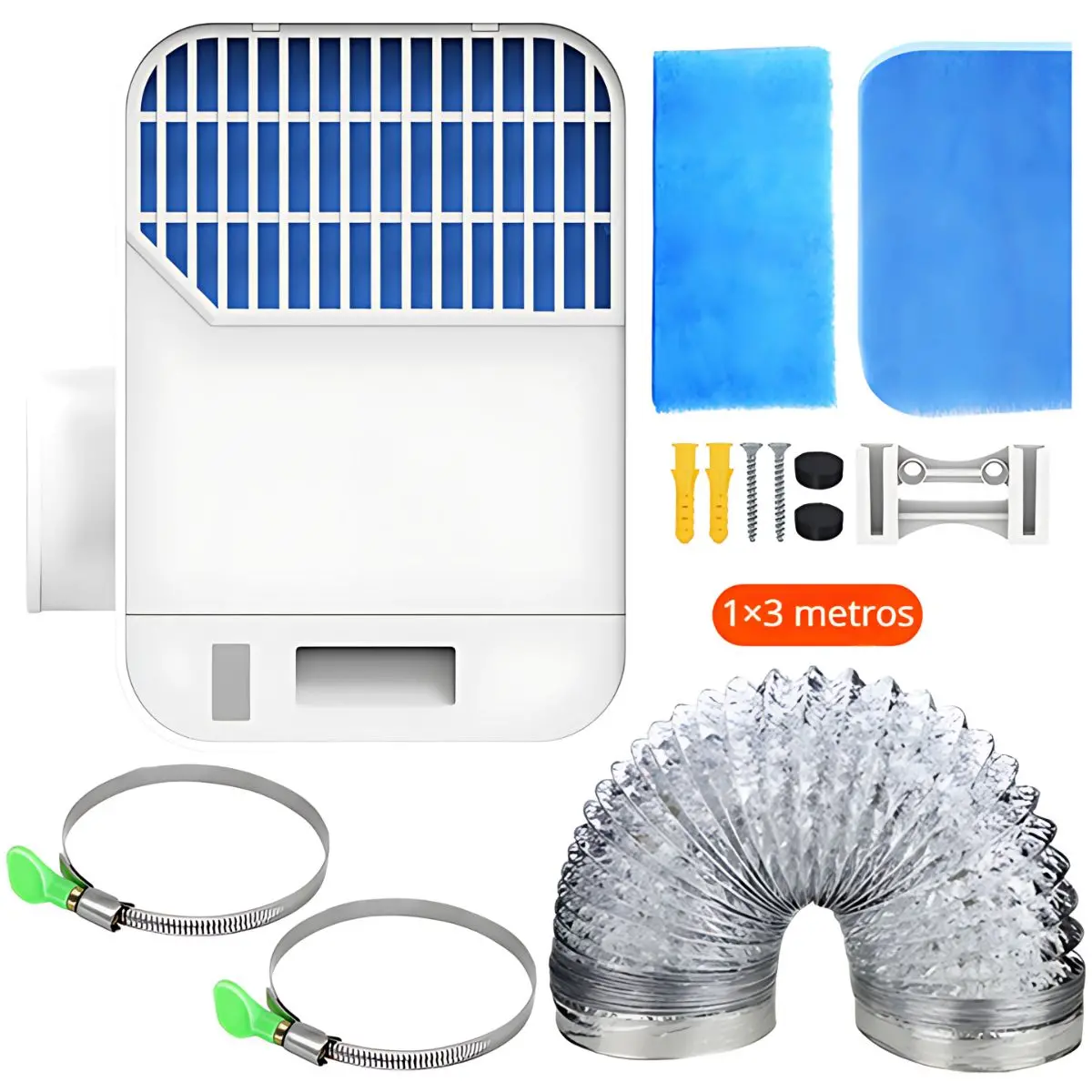 Ducto Para Secadoras Interiores. Kit De Ventilación Y Purificación De Aire Con Triple Filtrado Y Ahorro Energético. 28×20×12.5 Cm. 1