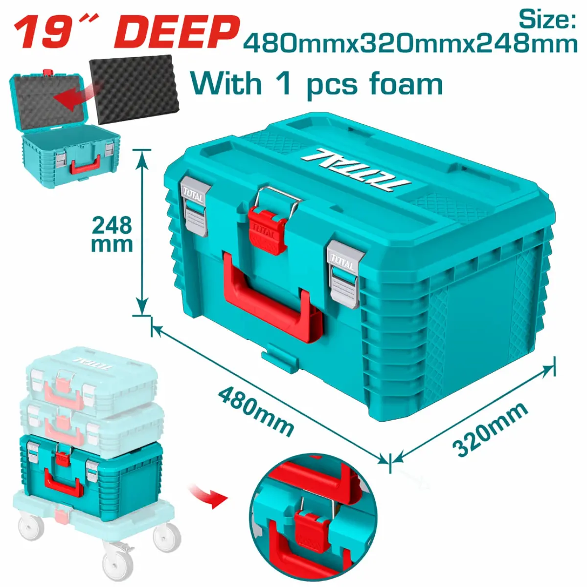 Caja De Herramientas Apilable De 19" (480X320x248mm). Carga Máx. 25Kg. 1