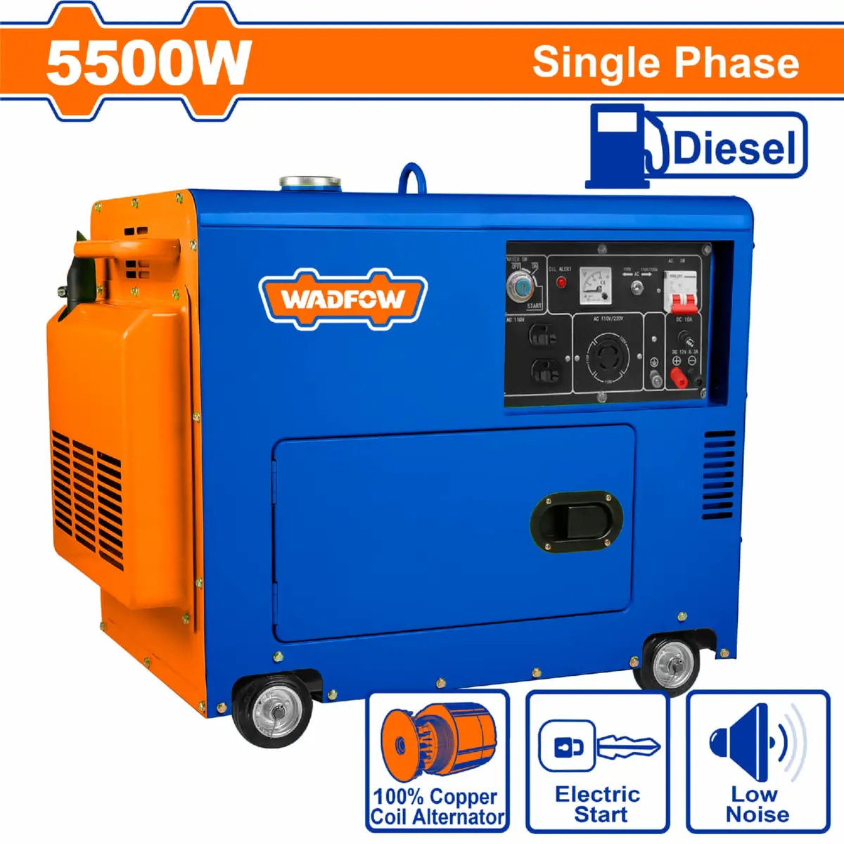 Generador Diesel Silencioso 5500W Monofasico 9Hp Arranque Eléctrico 17L Bobina De Cobre. Planta Generadora 1