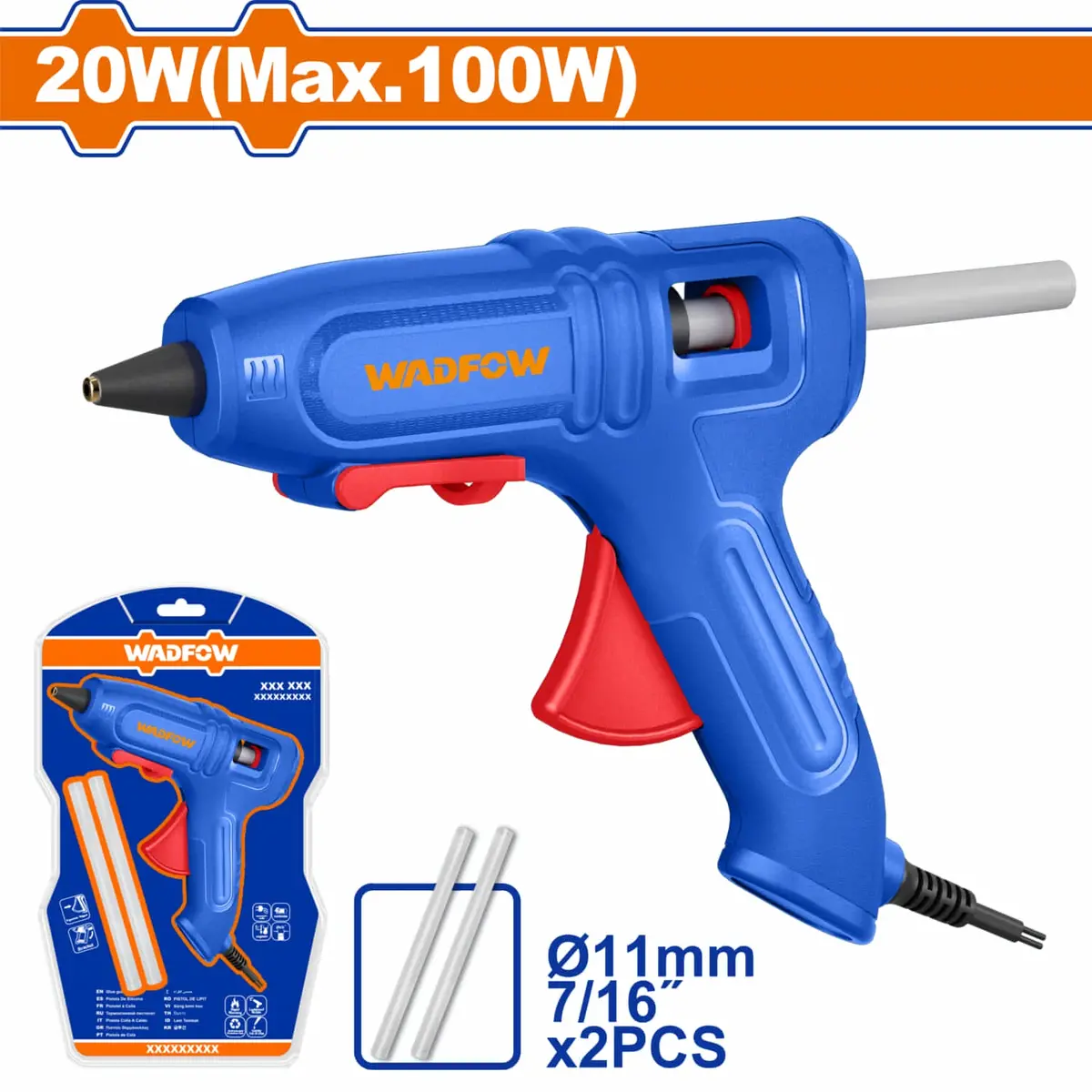 Pistola De Silicón 20W (Max 100W) 110-120V. Diámetro De La Barra:11,2 Mm Incluye 2 Barras De Pegamento 150Mm. Pistola Goma Caliente. 1