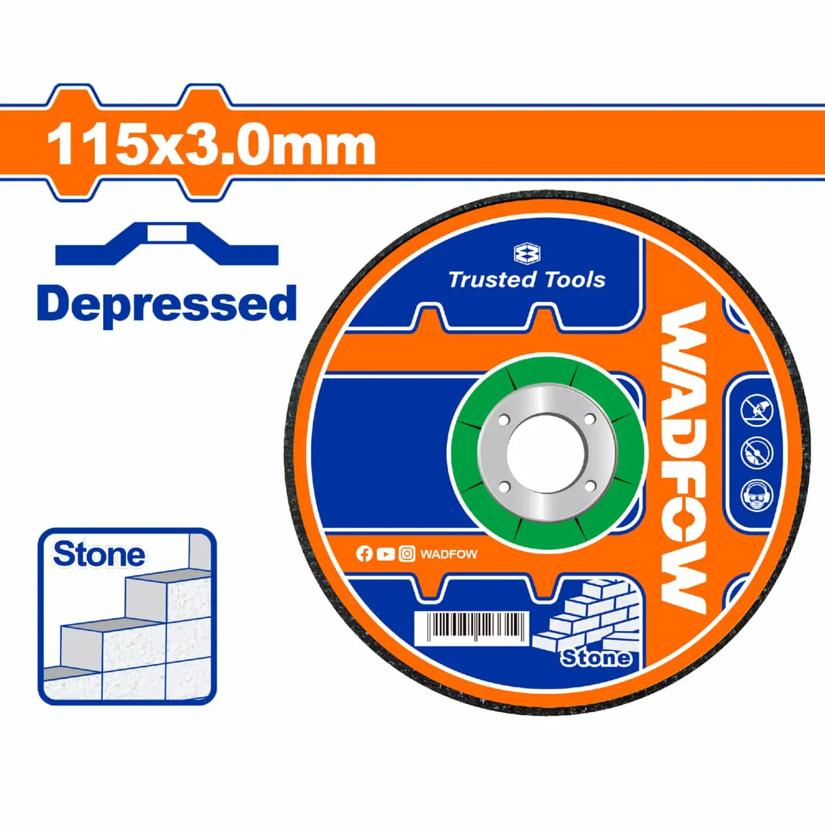 Disco De Corte Para Piedra De 115 Mm (4-1/2") X 3,0 Mm (1/8") X 22,2 Mm (7/8") Centro Hundido. 1