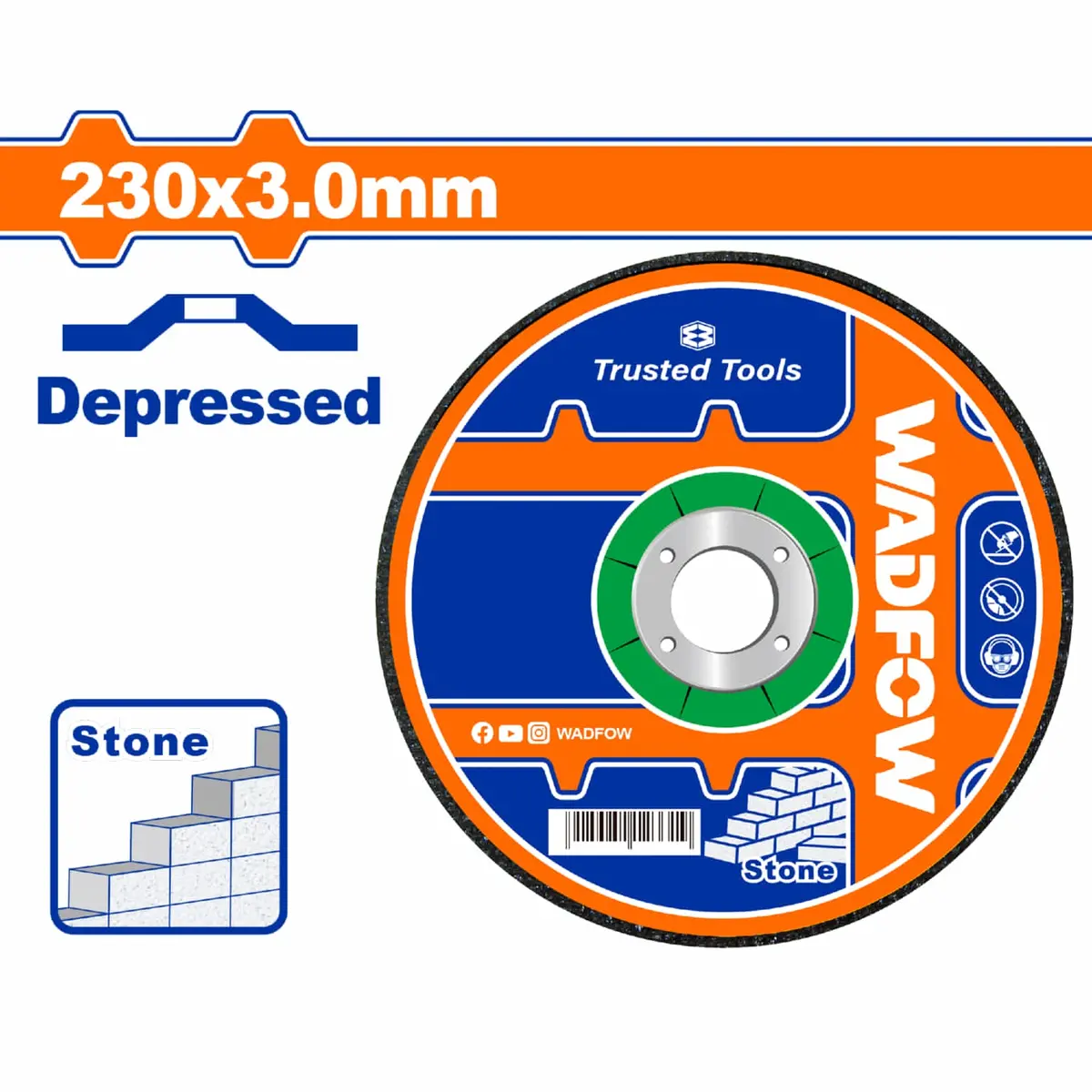 Disco De Corte Para Piedra De 230 Mm (9") X 3,0 Mm (1/8") X 22,2 Mm (7/8") Centro Hundido. 1