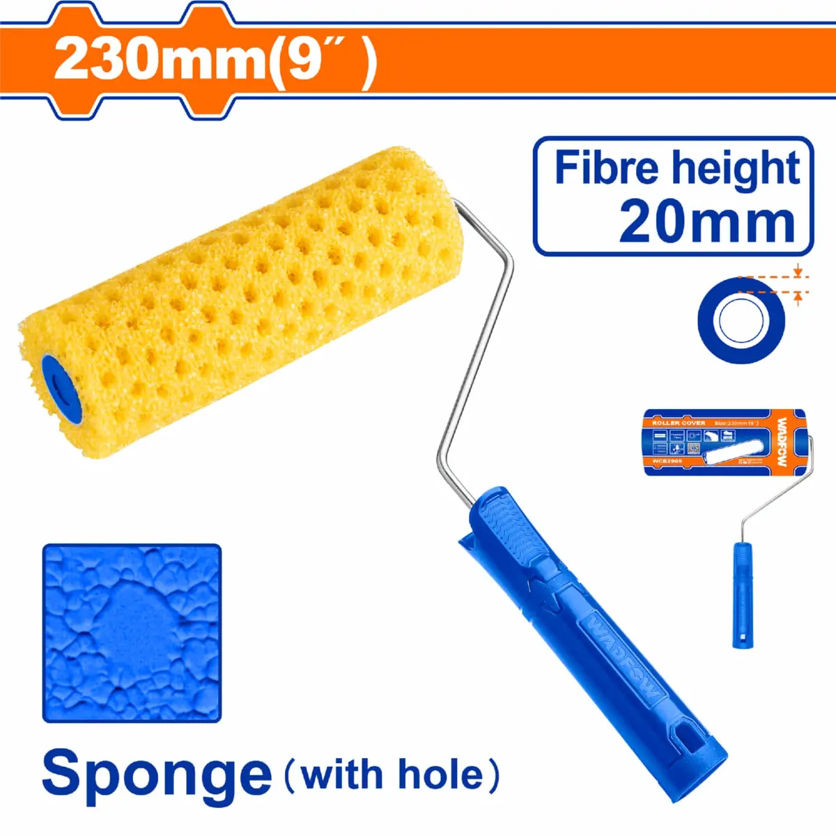 Rodillo De Esponja Para Pintar 9" (230Mm)  Mango Plástico De 5.3Mm. Ideal Para Paredes, Pisos. 1