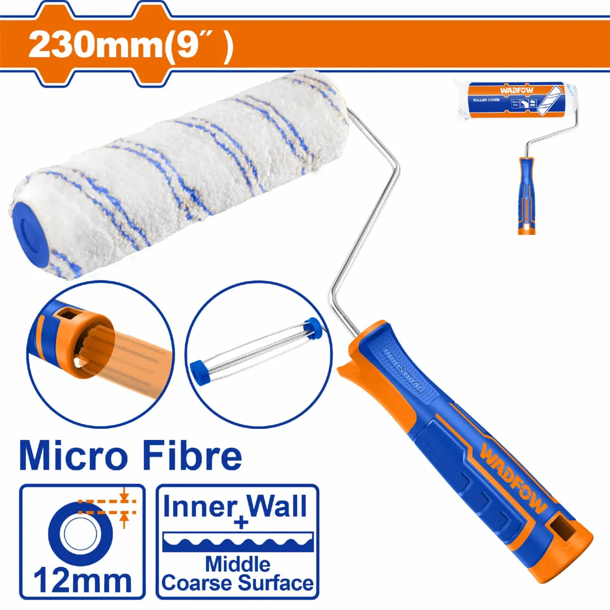 Rodillo De Pintar De Microfibra, 230Mm (9"). Espesor 12Mm. Diámetro 6Mm. Pared Interior. Incluye Accesorios. 1