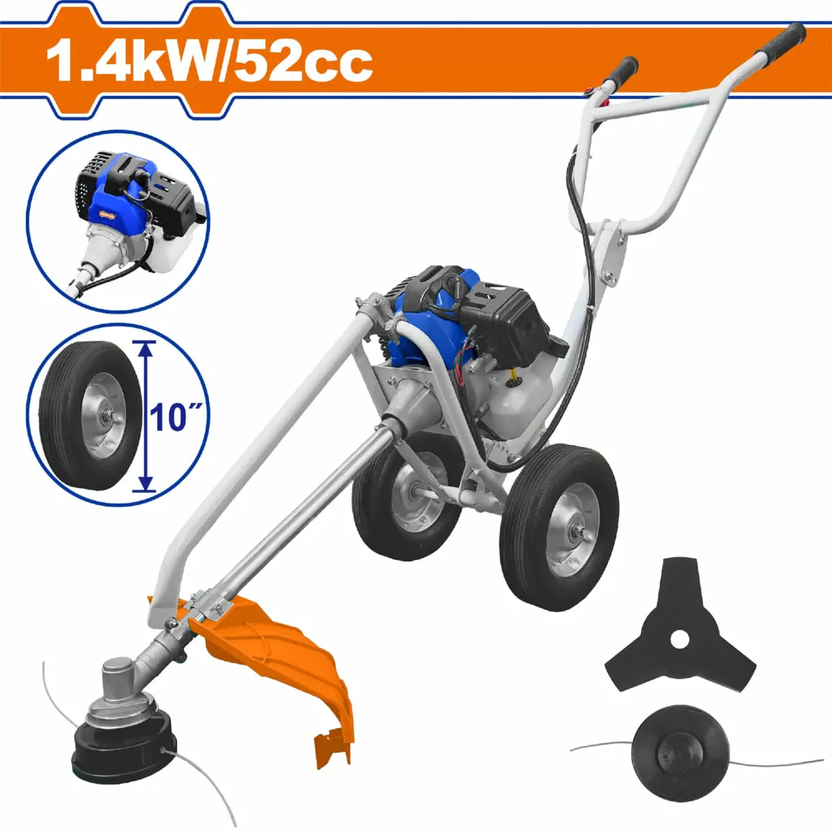 Desmalezadora Y Cortadora 52Cc 1.4Kw Enfriado Por Aire A Gasolina. Motor A 2 Tiempos. Tracción Manual. Desbrozadora. 1