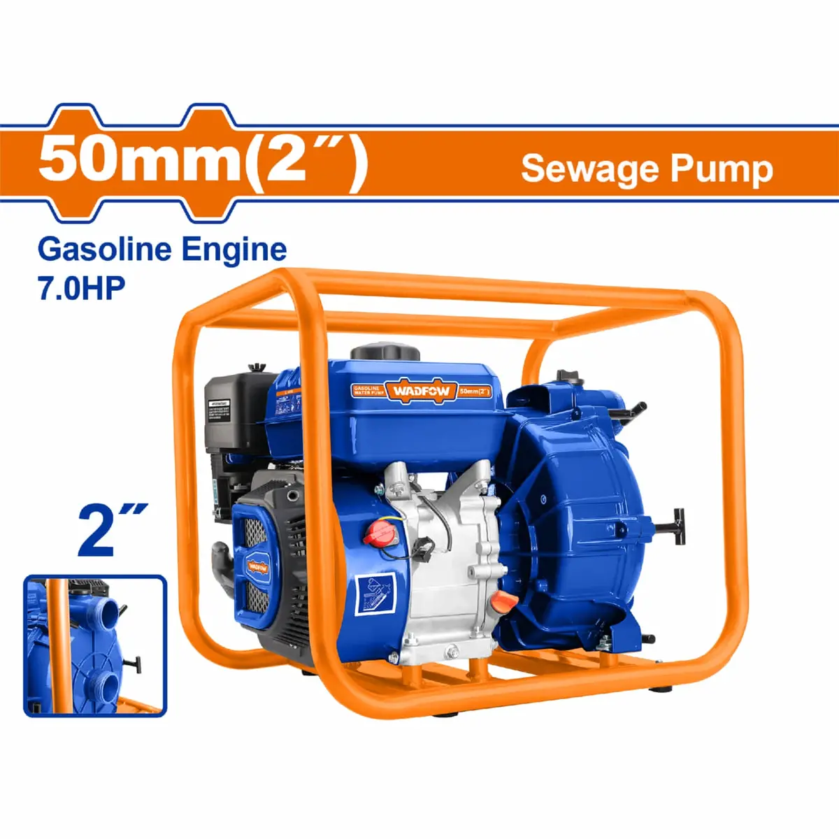 Bomba De Aguas Residuales A Gasolina 7Hp 2" (50Mm) Flujo 500L/Min Altura 32M Tanque 3.6L Bomba Para Aguas Sucias 1