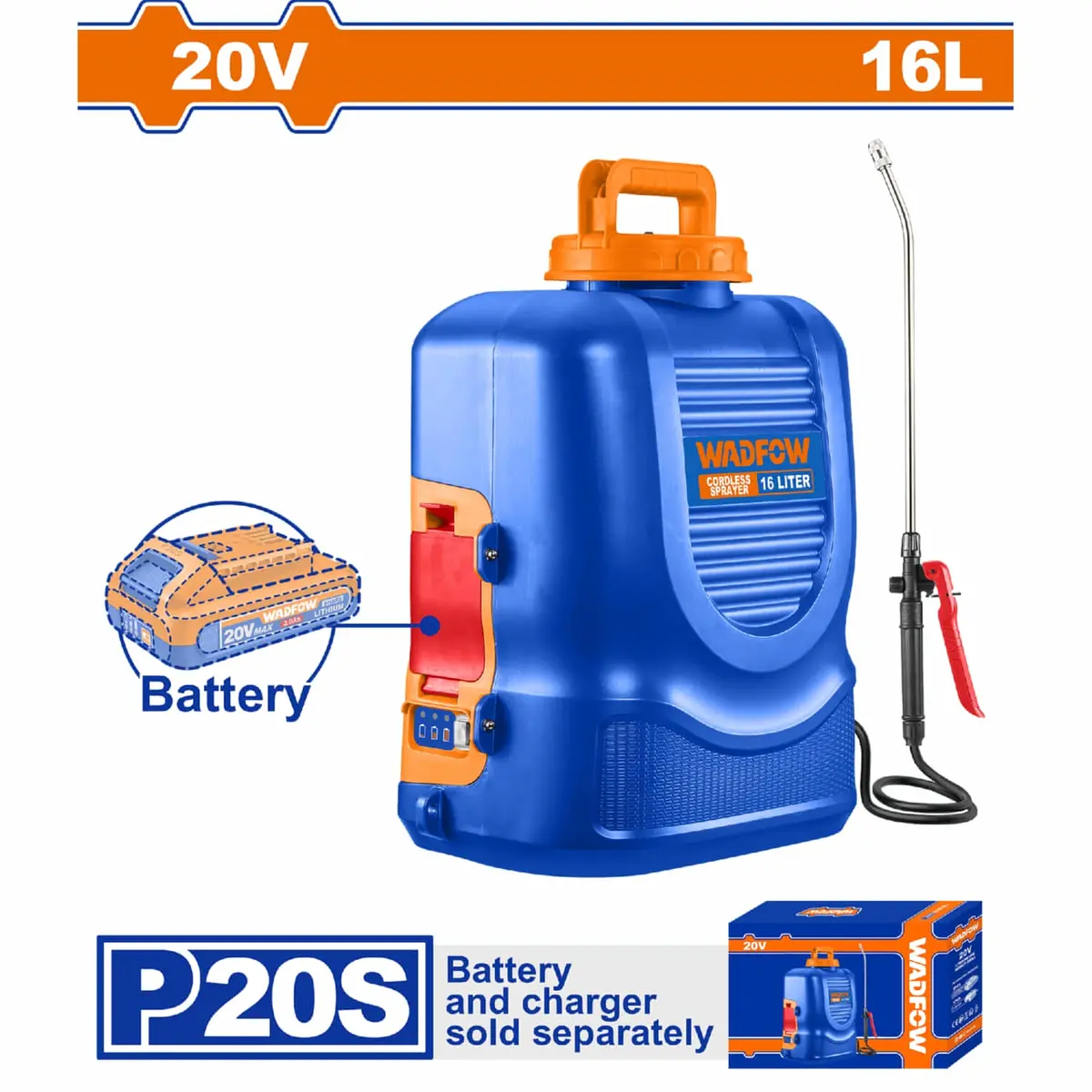 Fumigadora 16L Asperjadora Rociador 20V Inalámbrica Con Dos Velocidades 5Bar. No Incluye Batería Ni Cargador. 1