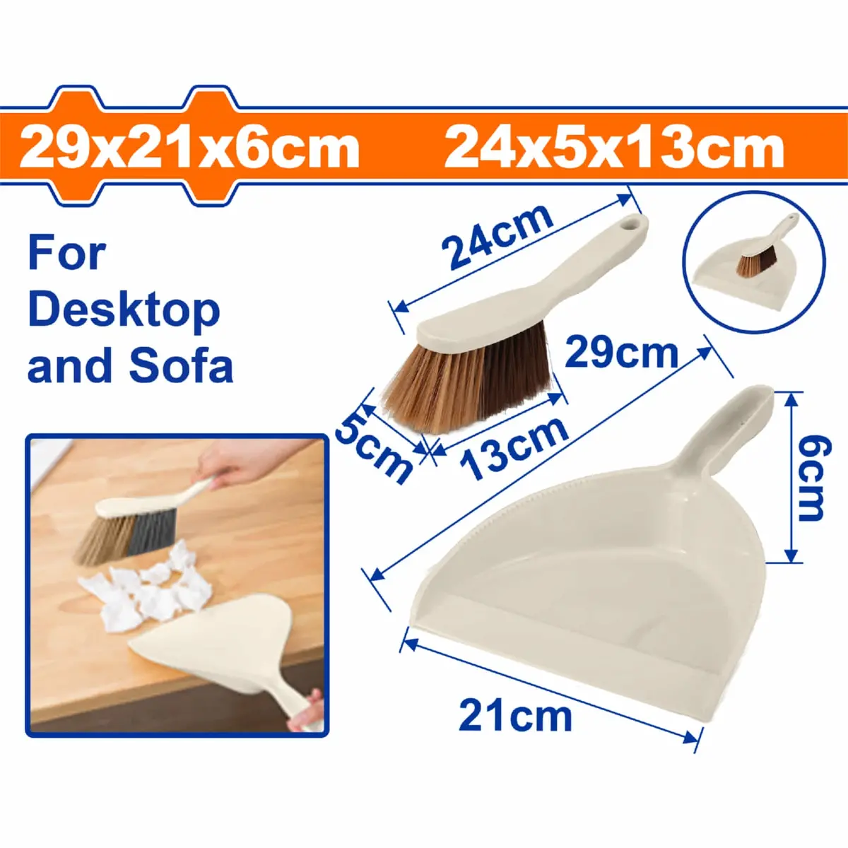 Recogedor Plástico 29X21x6cm Y Cepillo 24X13x5cm Para Limpieza De Escritorio Y Sofá. Cepillo Y Recogedor Portátil. 1