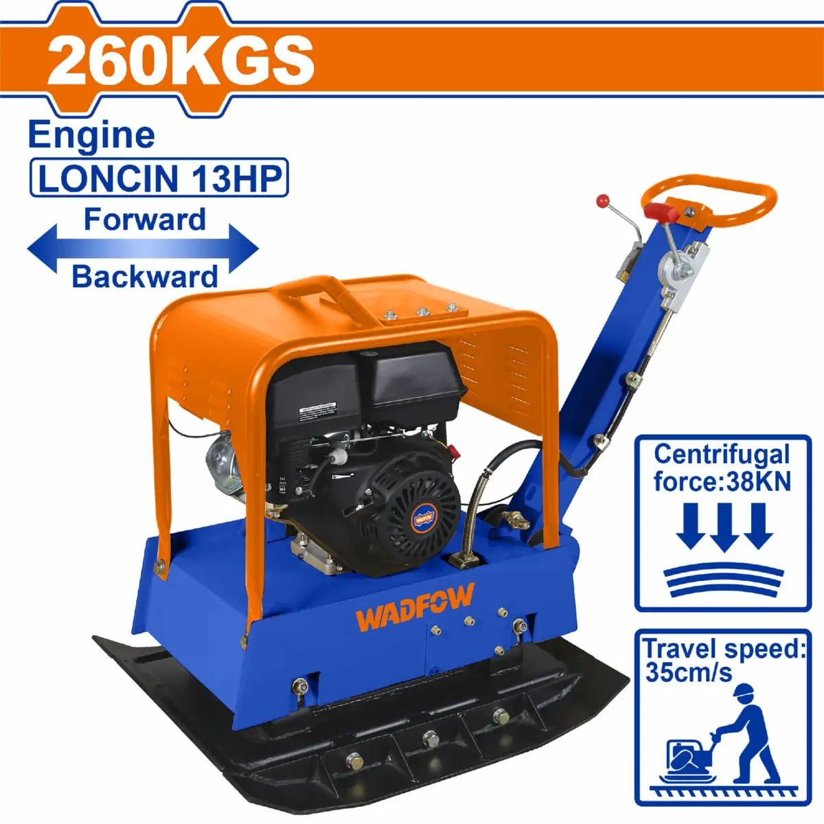 Compactadora De Plato Reversible A Gasolina De 8.2Kw(13Hp) Fuerza Centrífuga 38Kn 1