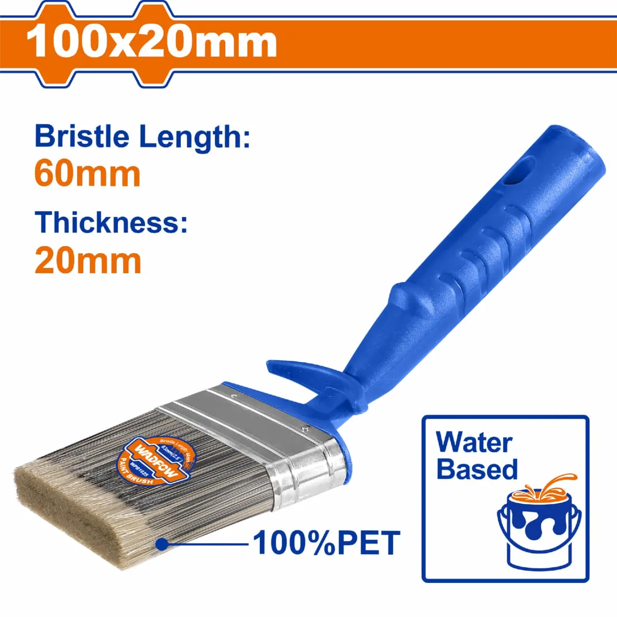Brocha Para Pintar Techo 100X20mm Long 60Mm Grosor 20Mm 100% Pet Mango Curvo. Pintura Agua. 1