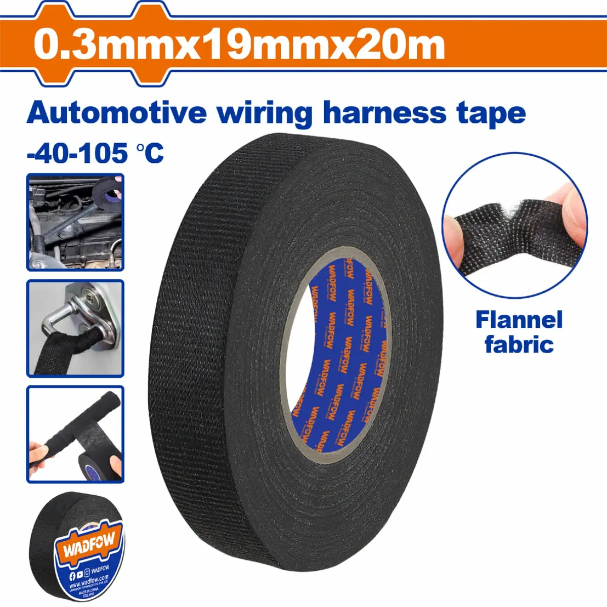 Cinta Adhesiva De Tela Para Cables Y Arneses Eléctricos. Temperatura -40-105°C. Negro 19Mm X 20Mts. Gutapercha 1