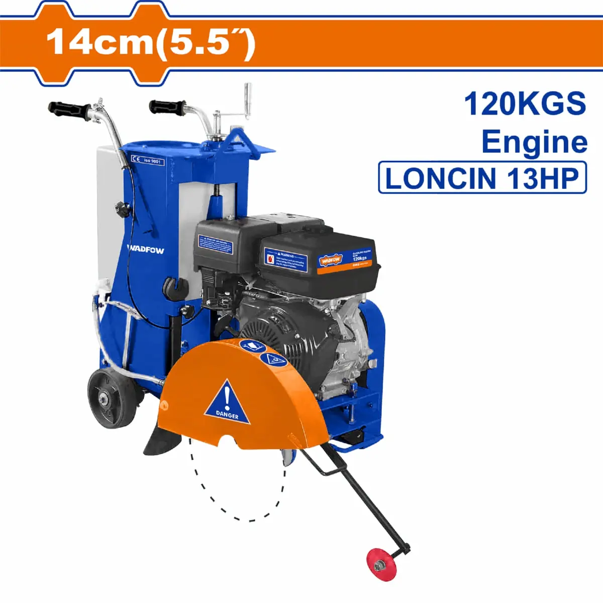 Cortadora De Pavimento A Gasolina 9.6Kw (13Hp), Profundidad 14Cm, Tanque 35L, Empuje Manual Para Concreto 1